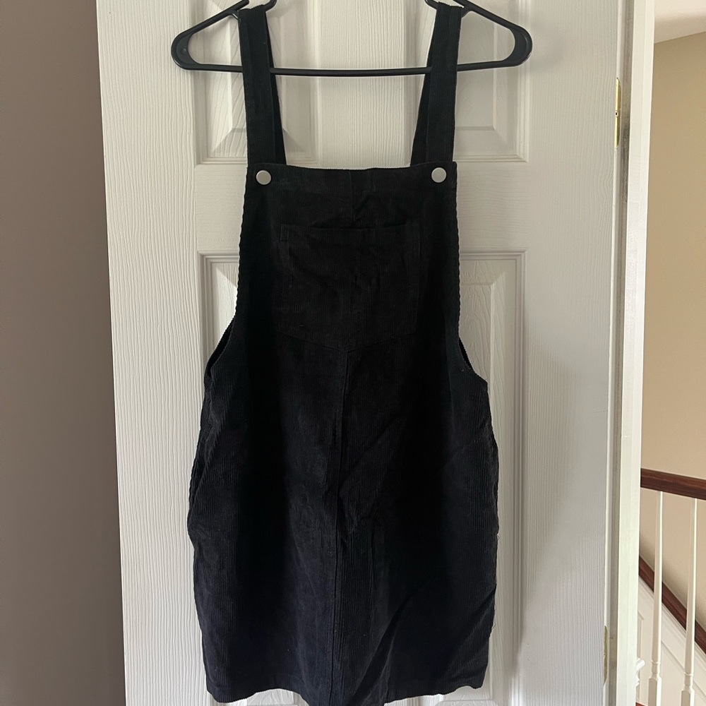 Black Corduroy Overall Dress